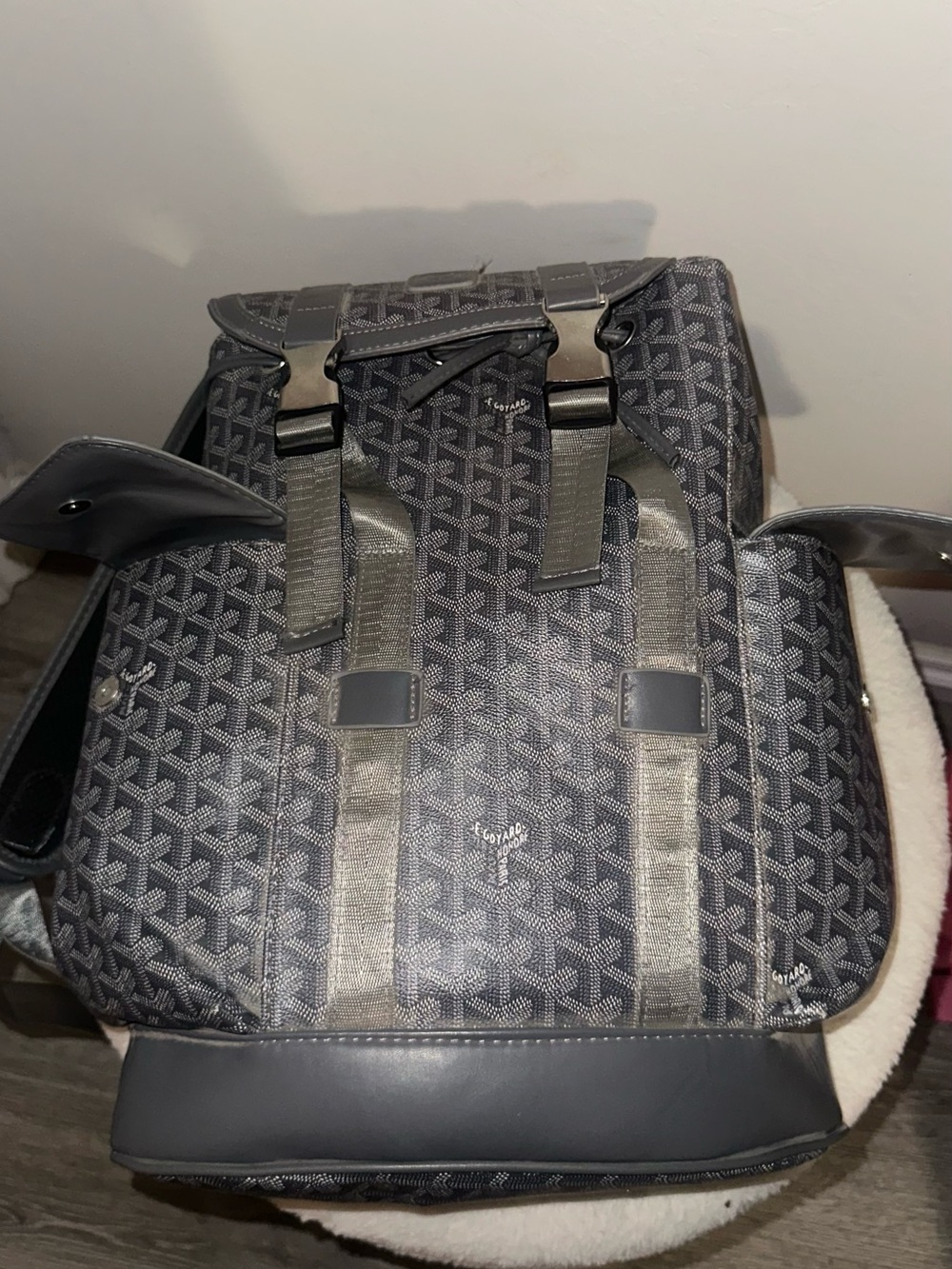 Goyard Gray Patterned Canvas Backpack - Picture 4 of 5